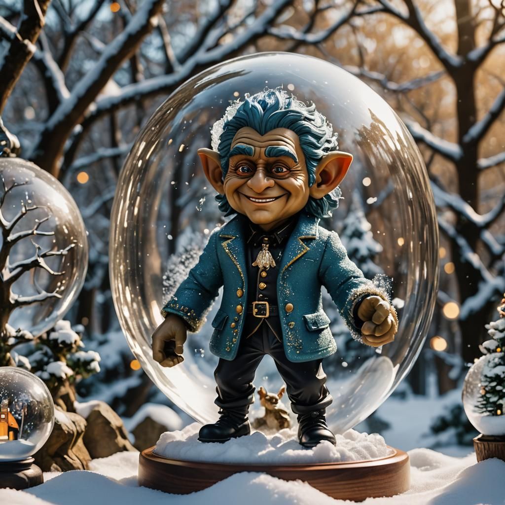 Troll Snow Globe in Anime Style, Cel-Shaded