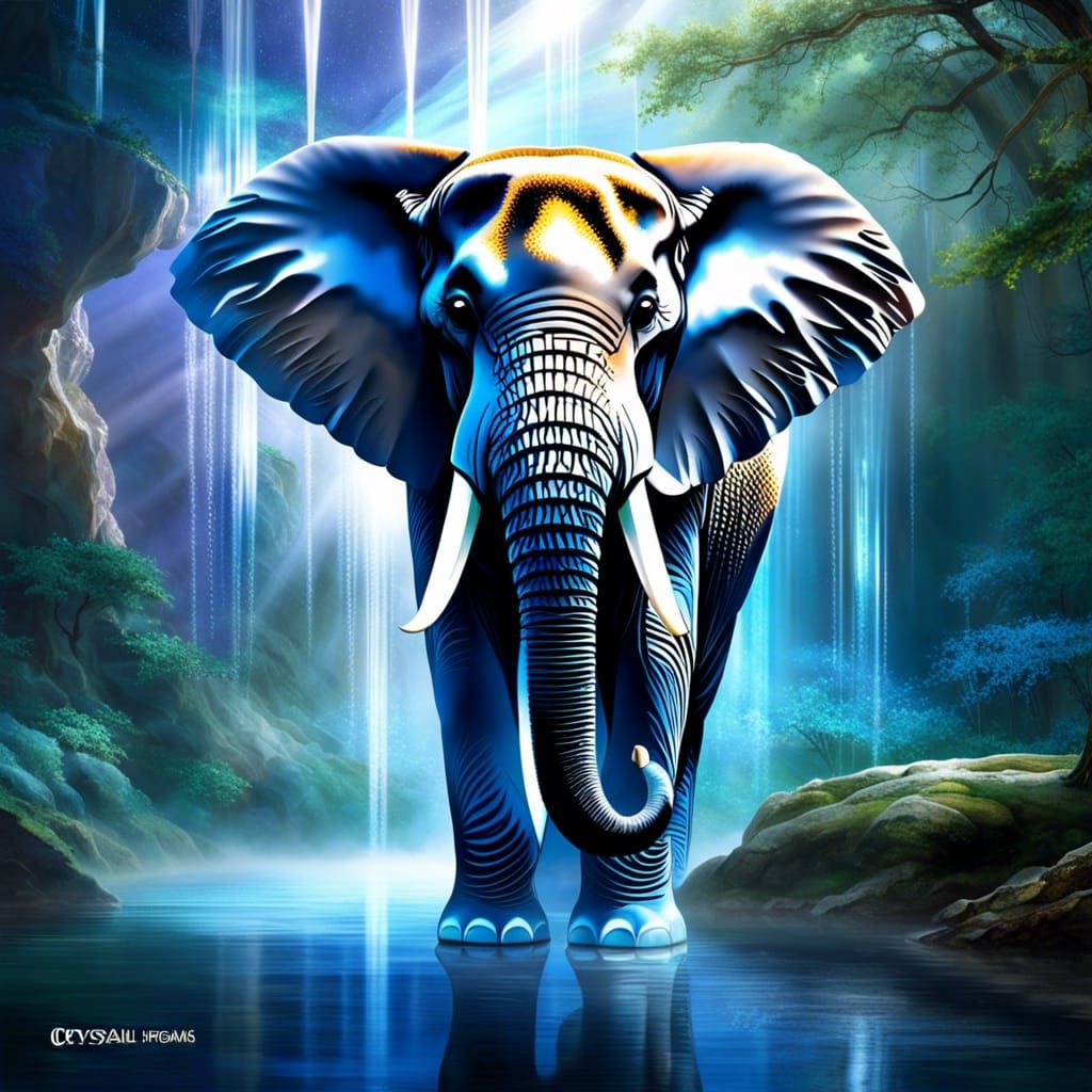 Ethereal Crystal Elephant Fantasy Portrait
