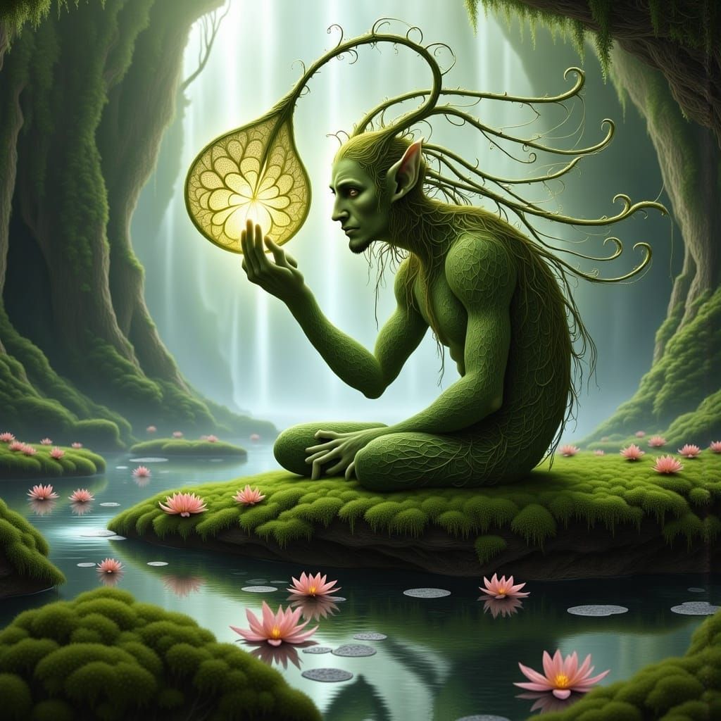 Ethereal Forest Guardian in Moss and Filigree