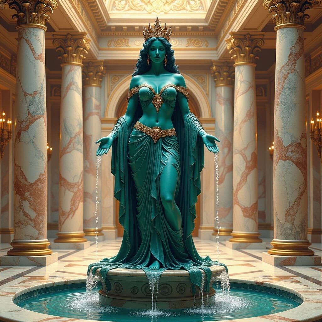 Majestic Sea Queen Statue in Ornate Foyer