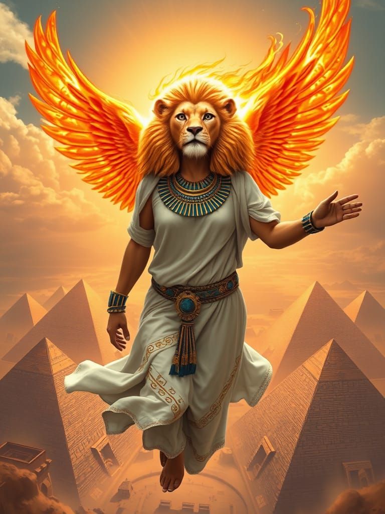 Lion-Headed Goddess Soaring Above Egypt