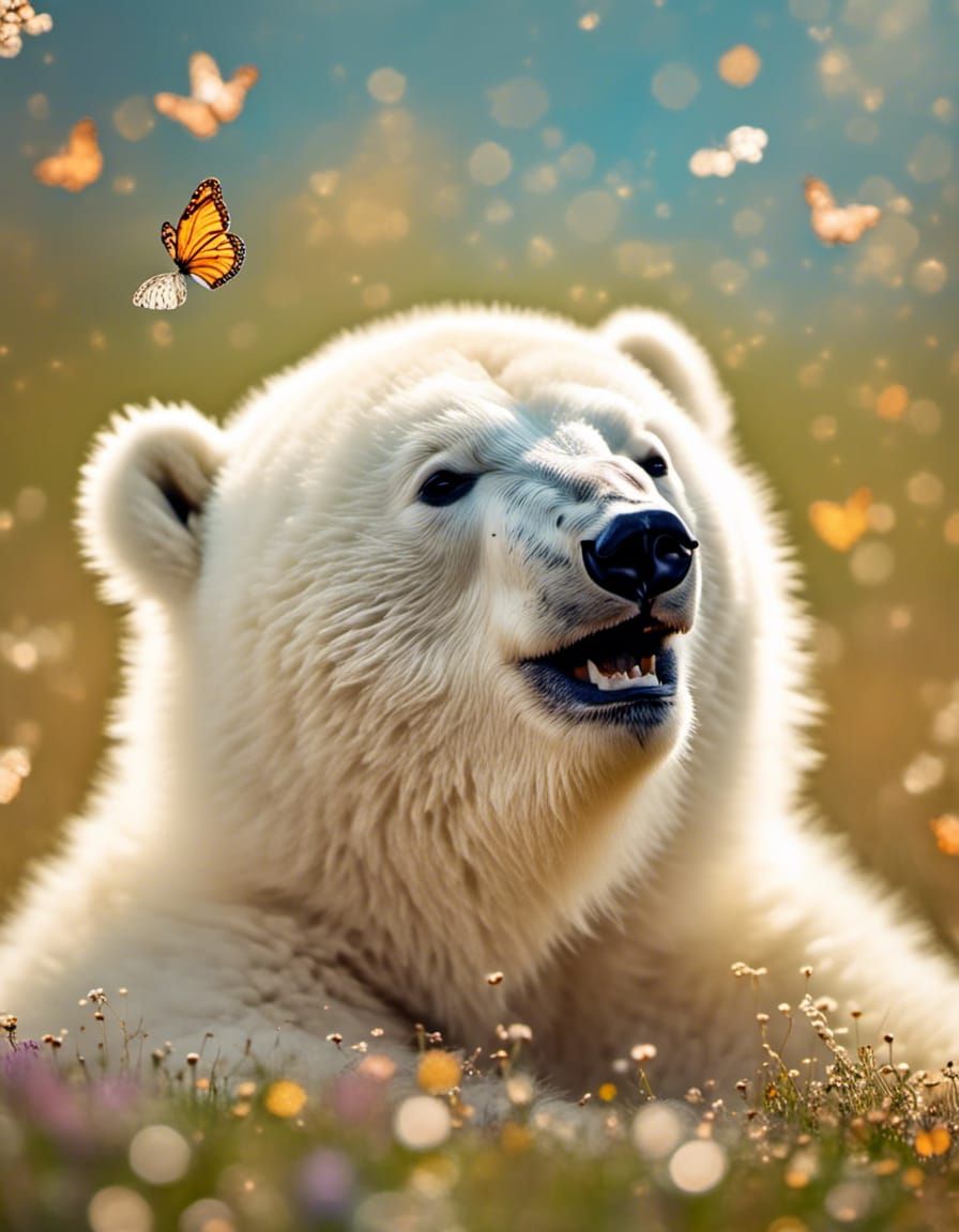 Polar Bear Cub's Butterfly Count: Microphotograph Portrait