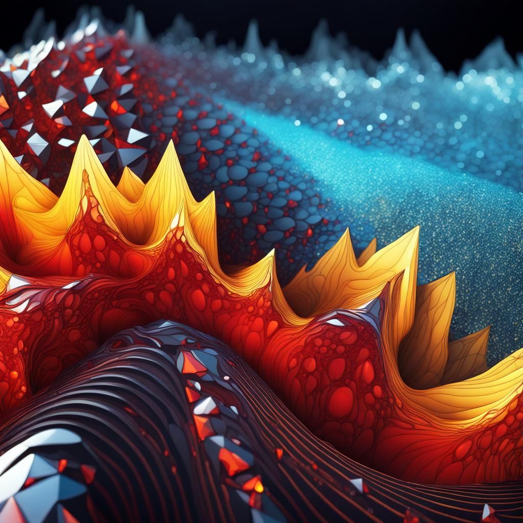 Abstract Zentangle Design with Red and Yellow Shades