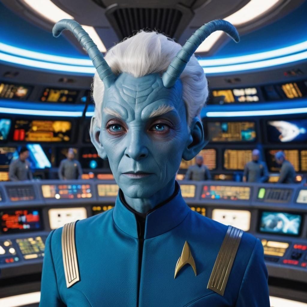 Blue-Skinned Andorian on Starfleet Bridge