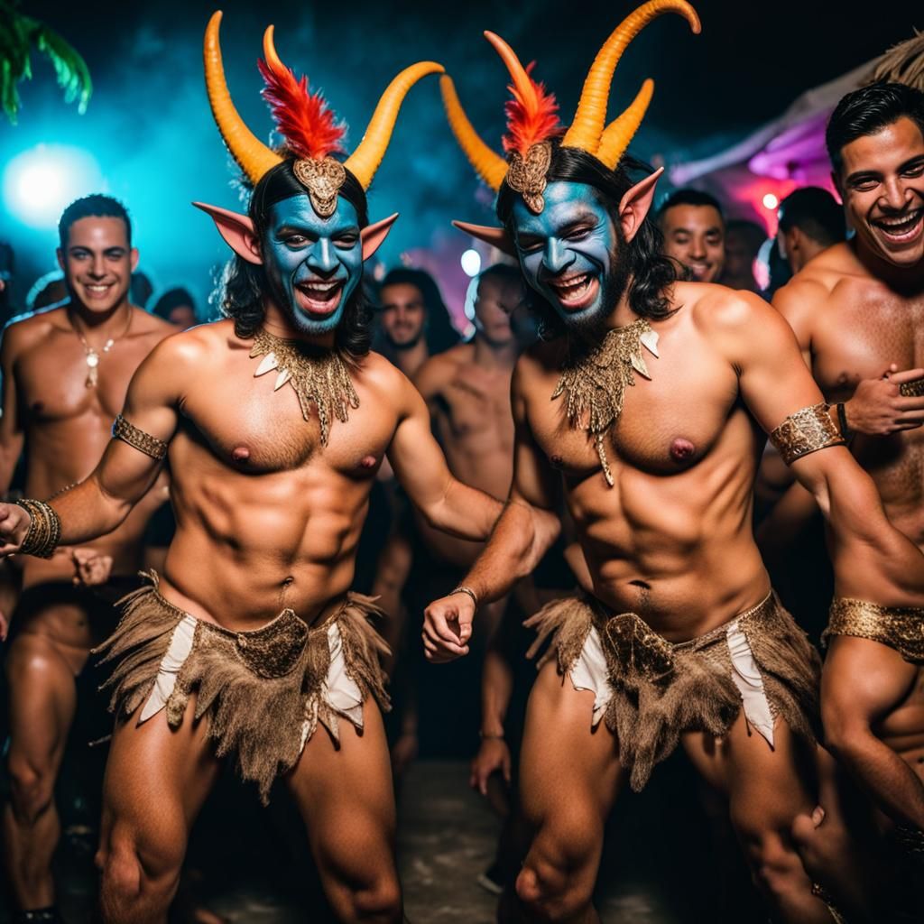 Brazilian Demons Dancing at Costume Party