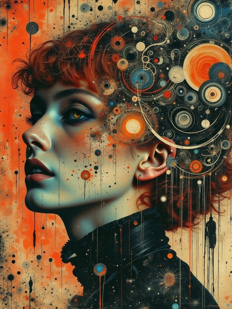 Gothic Abstract Portrait with Zentangle Elements