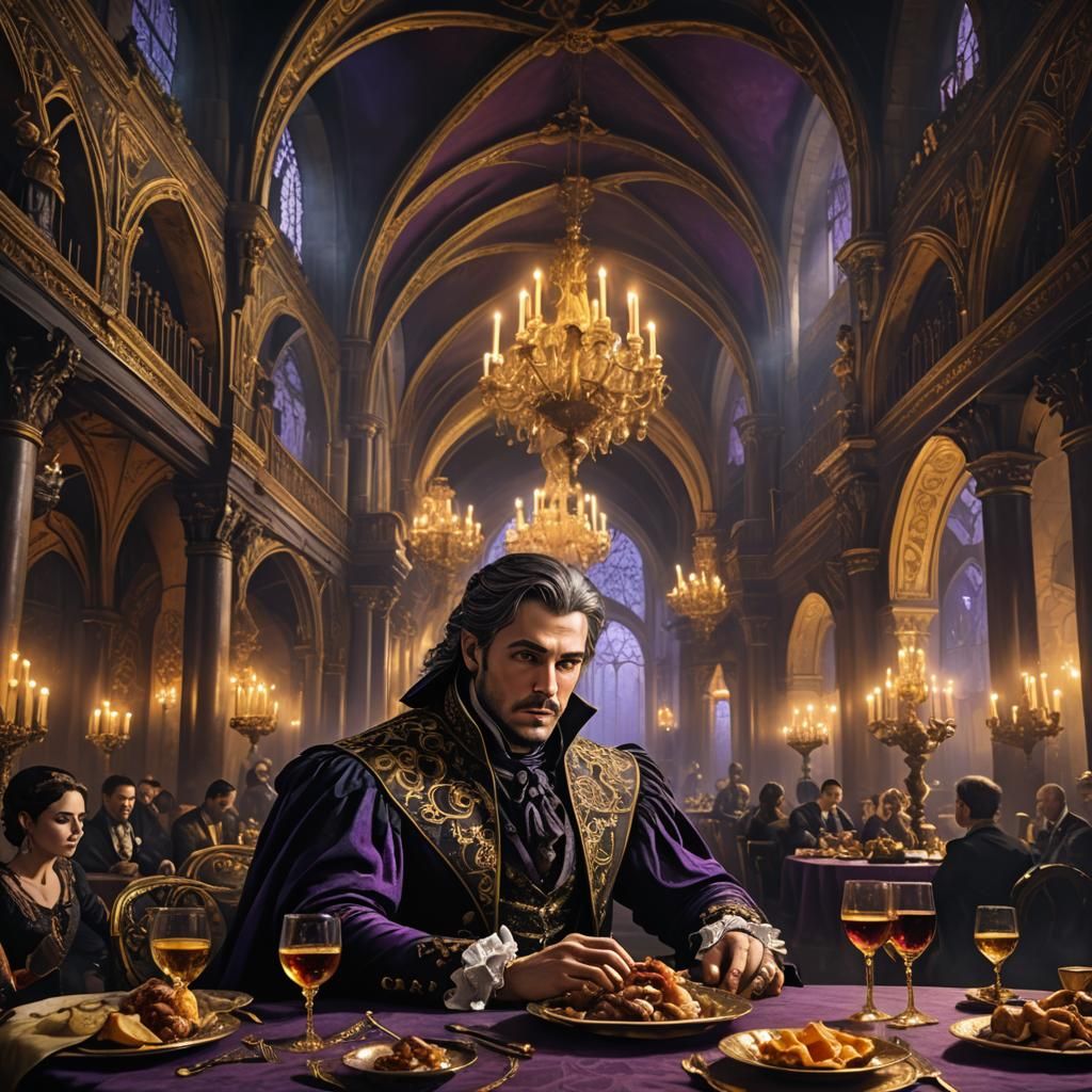 Dark Fantasy Feast in Gothic Setting