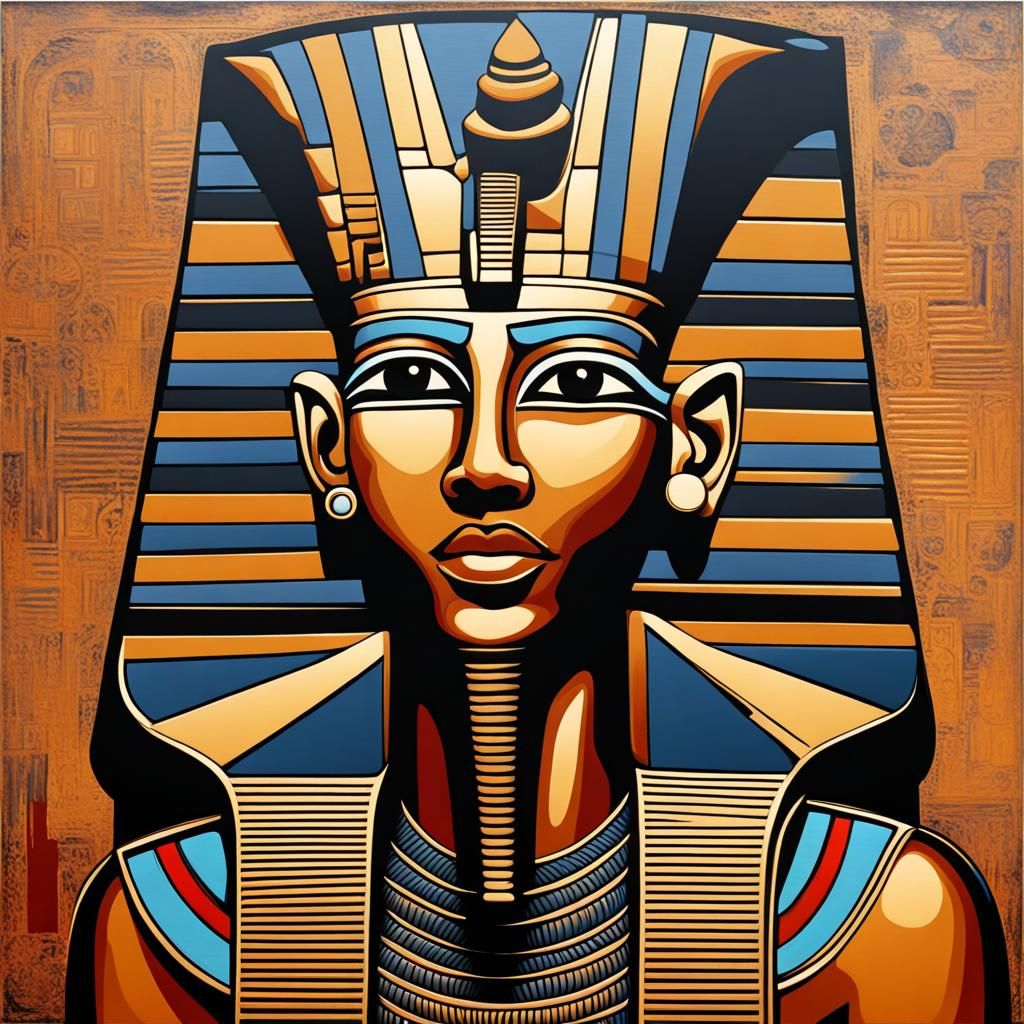 Abstract Pharaoh Painting in Acrylic Style