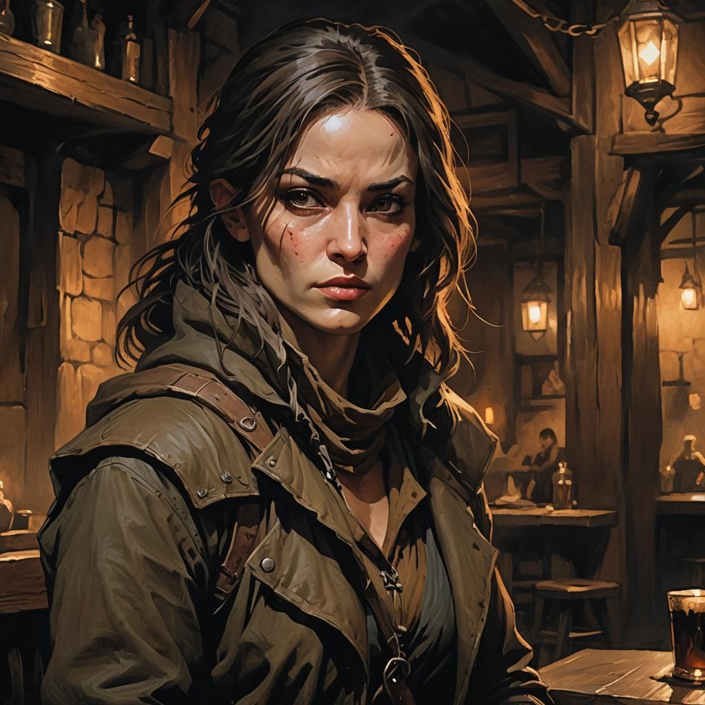 Mysterious Female Rogue Portrait in Sepia Tones