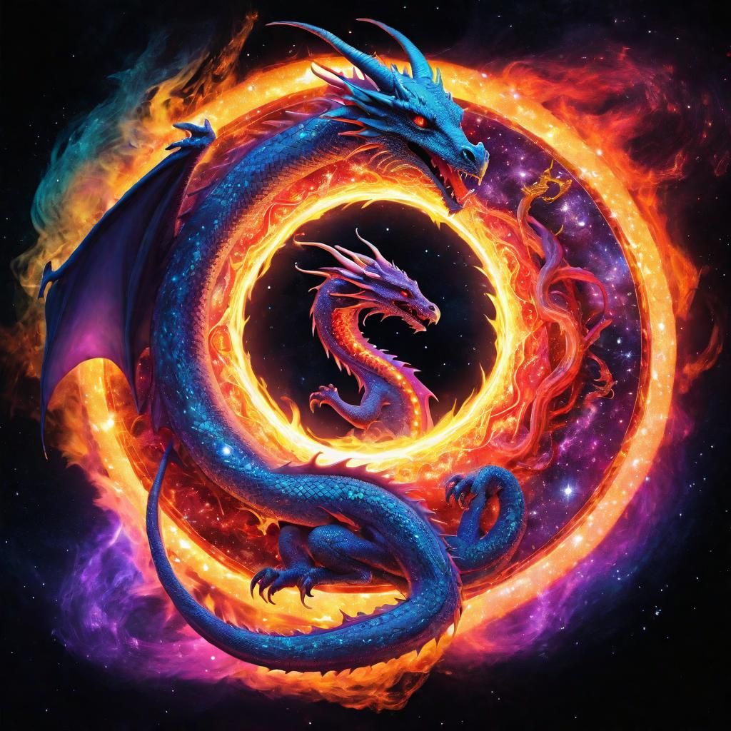 Cosmic Ouroboros Dragon in Firelight