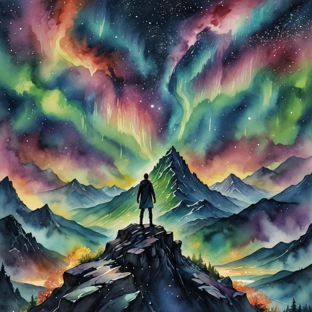 Mystical Mountain Aurora: Fantasy Concept Art