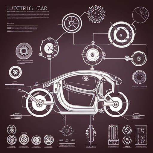 Electric Car Intricate Mechanism Blueprint Infographic