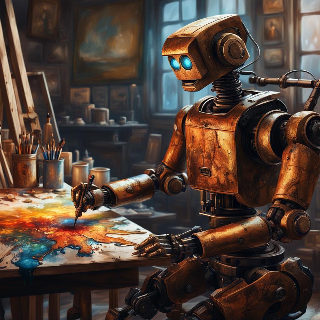 Robot Artist Creates a Modern Oil Painting