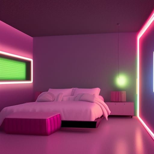 Synthwave Neon Room with Retro Aesthetic