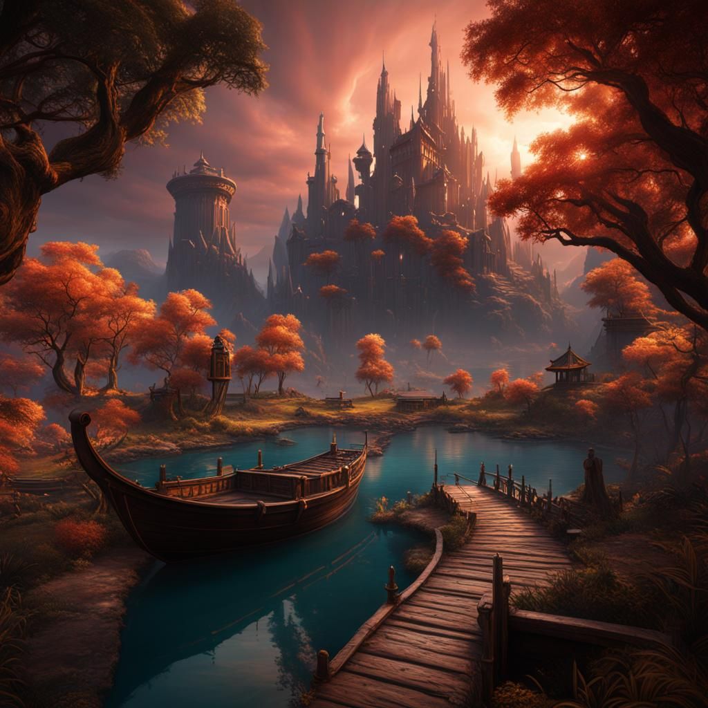 Fantastical Matte Painting in Deep Color, 8K