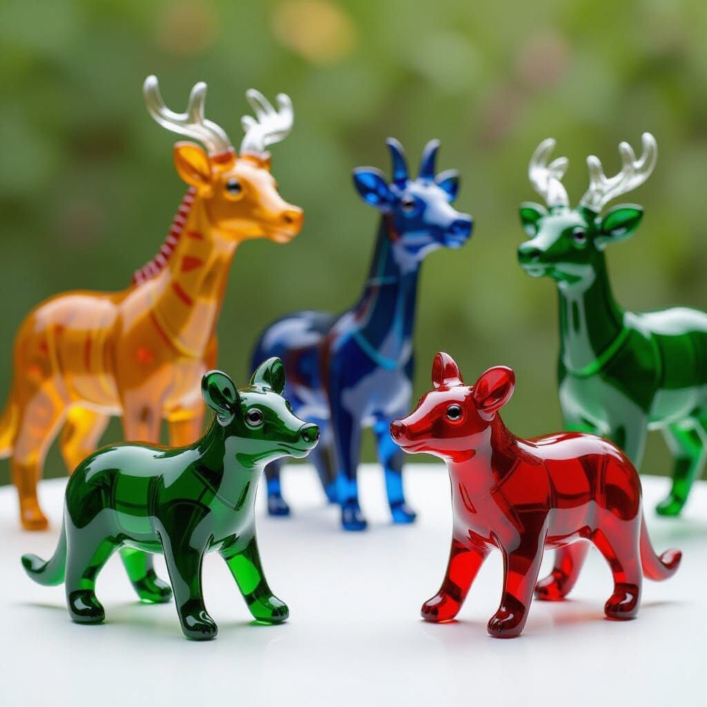 Rainbow Glass Jungle Animals Art