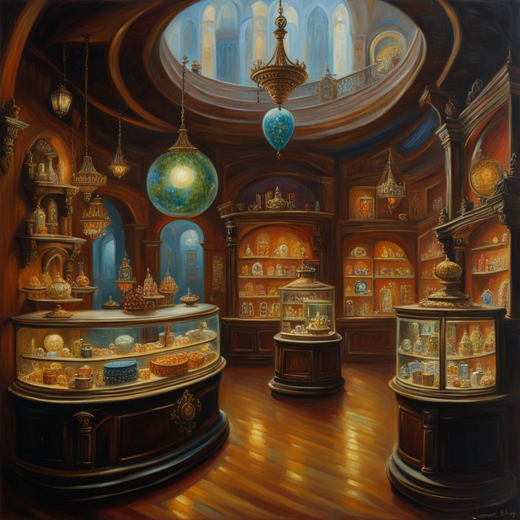Magical Jewelry Store: Oil Painting Inspired by Gurney