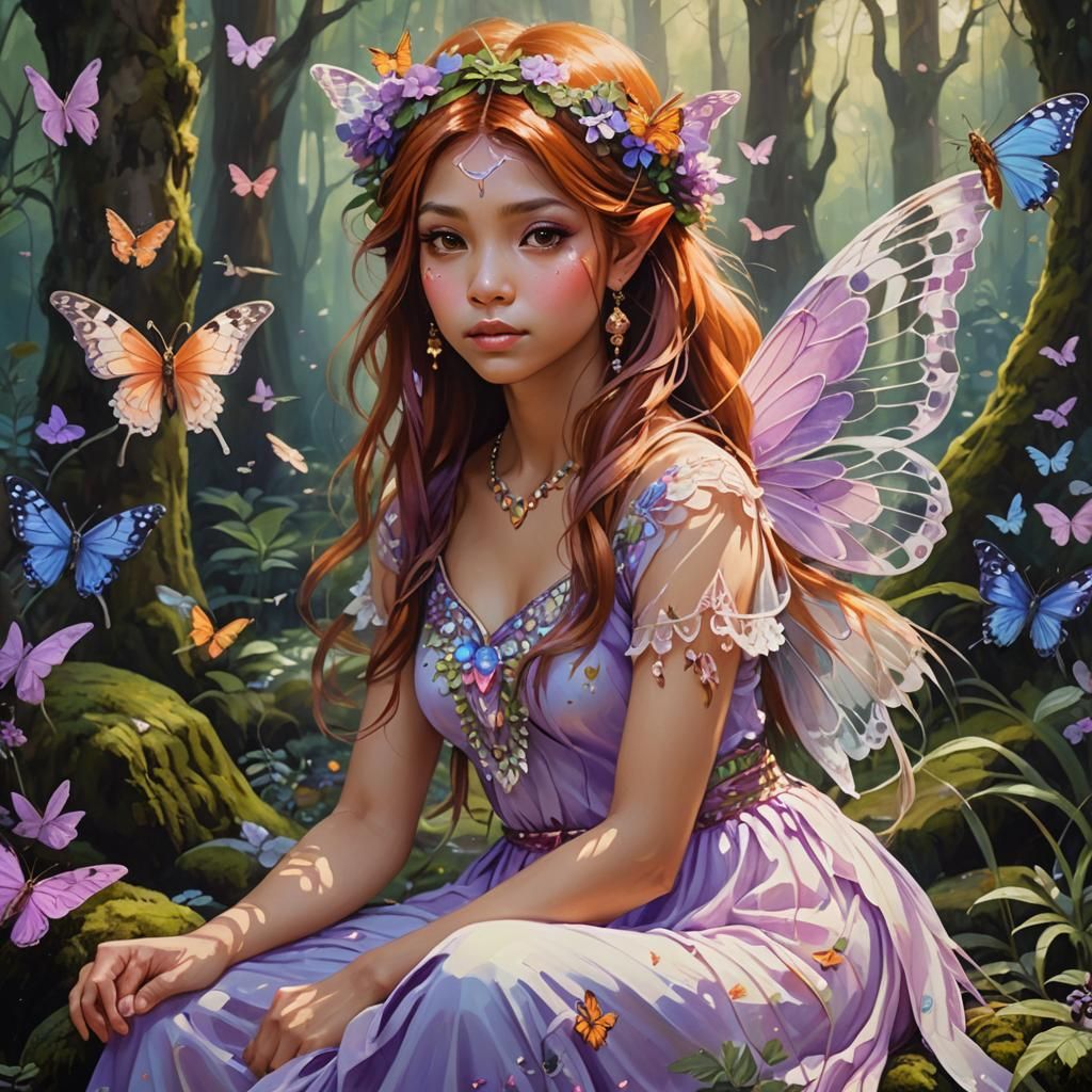 Indian Fairy Portrait in Vibrant Oil Painting Style
