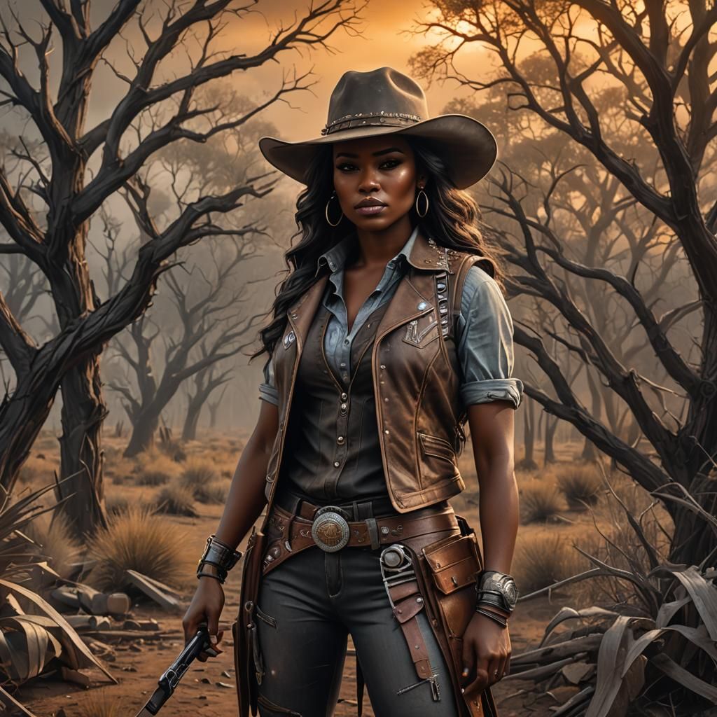 Dystopian Cowgirl: A Digital Matte Painting