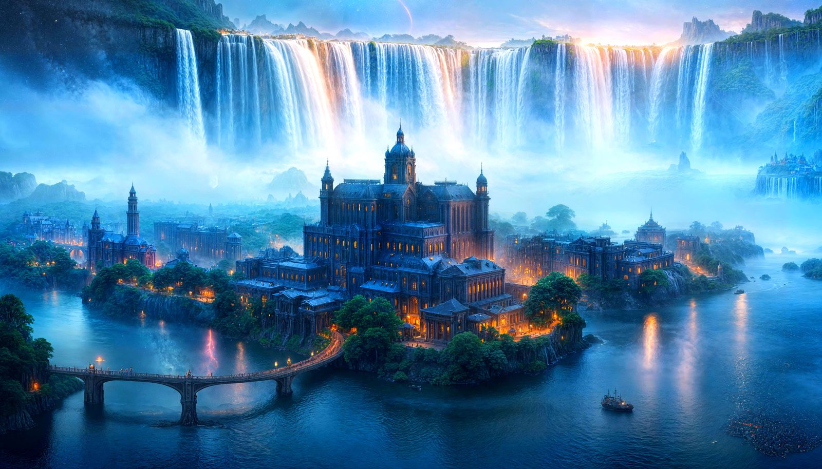 Ethereal Metropolis Rises from Golden Dawn