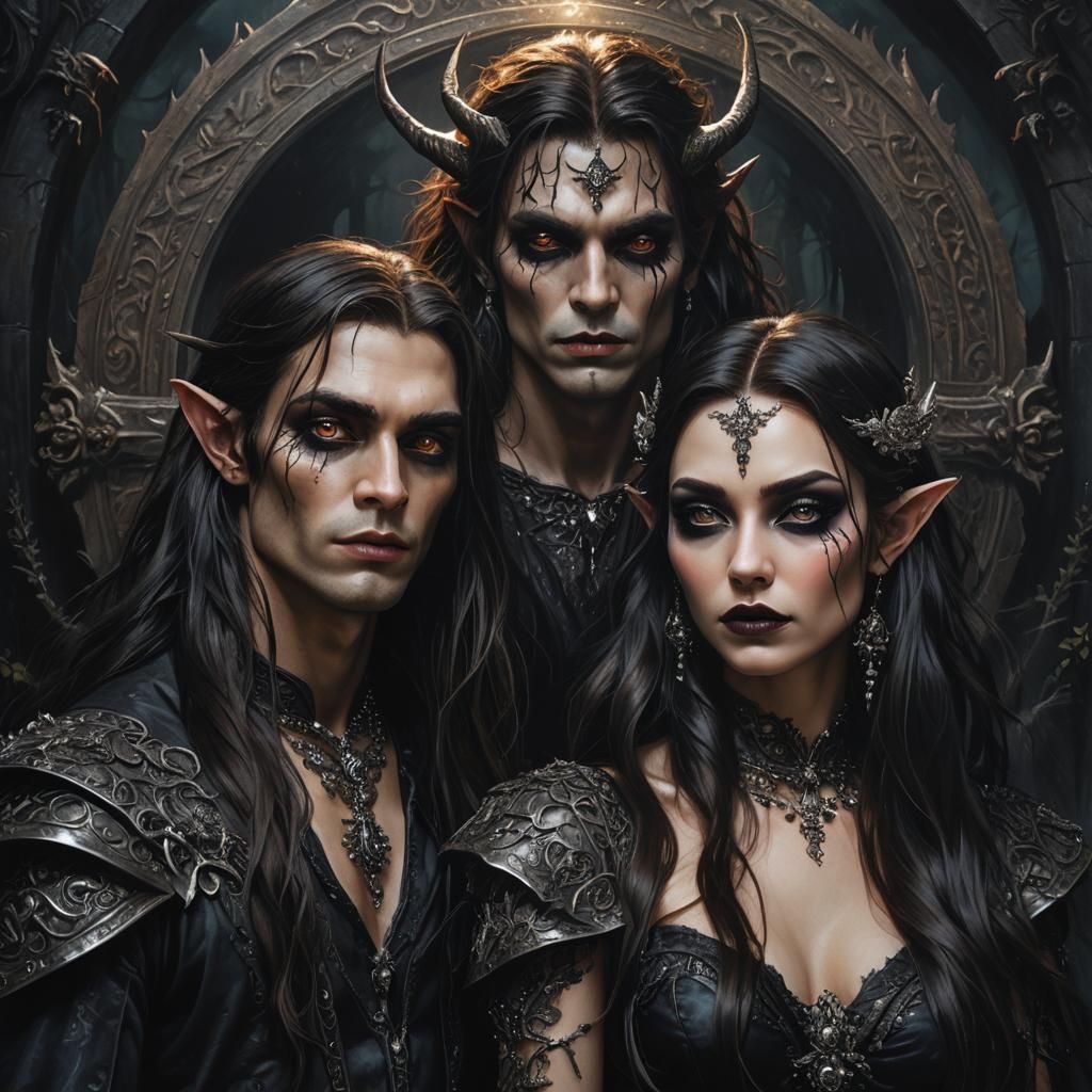 Dark Fae Couple in Hyperrealistic Fantasy Art
