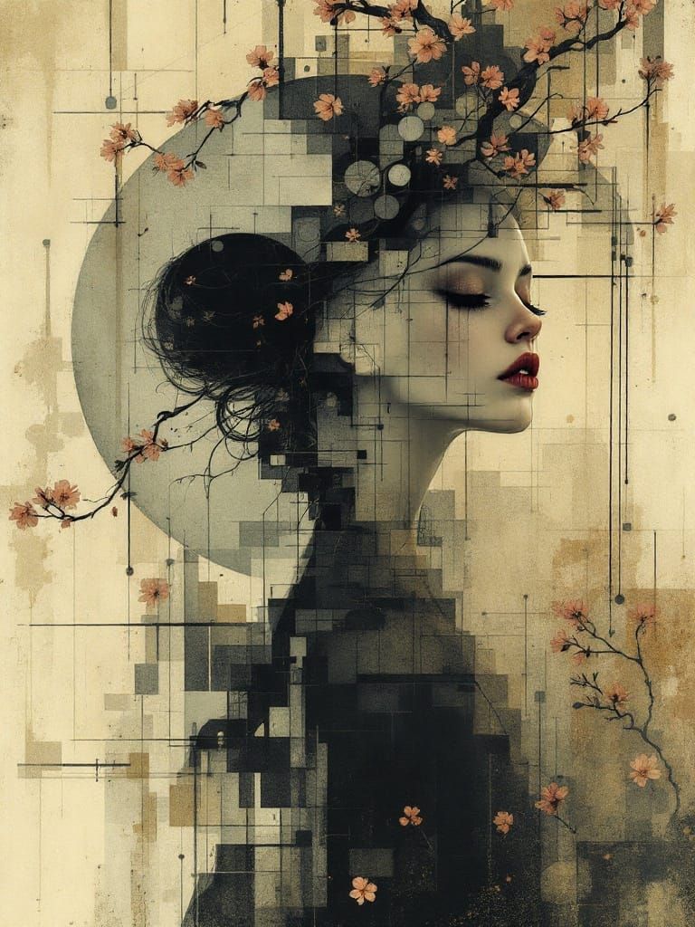 Surreal Gothic Figure in Sepia Watercolor