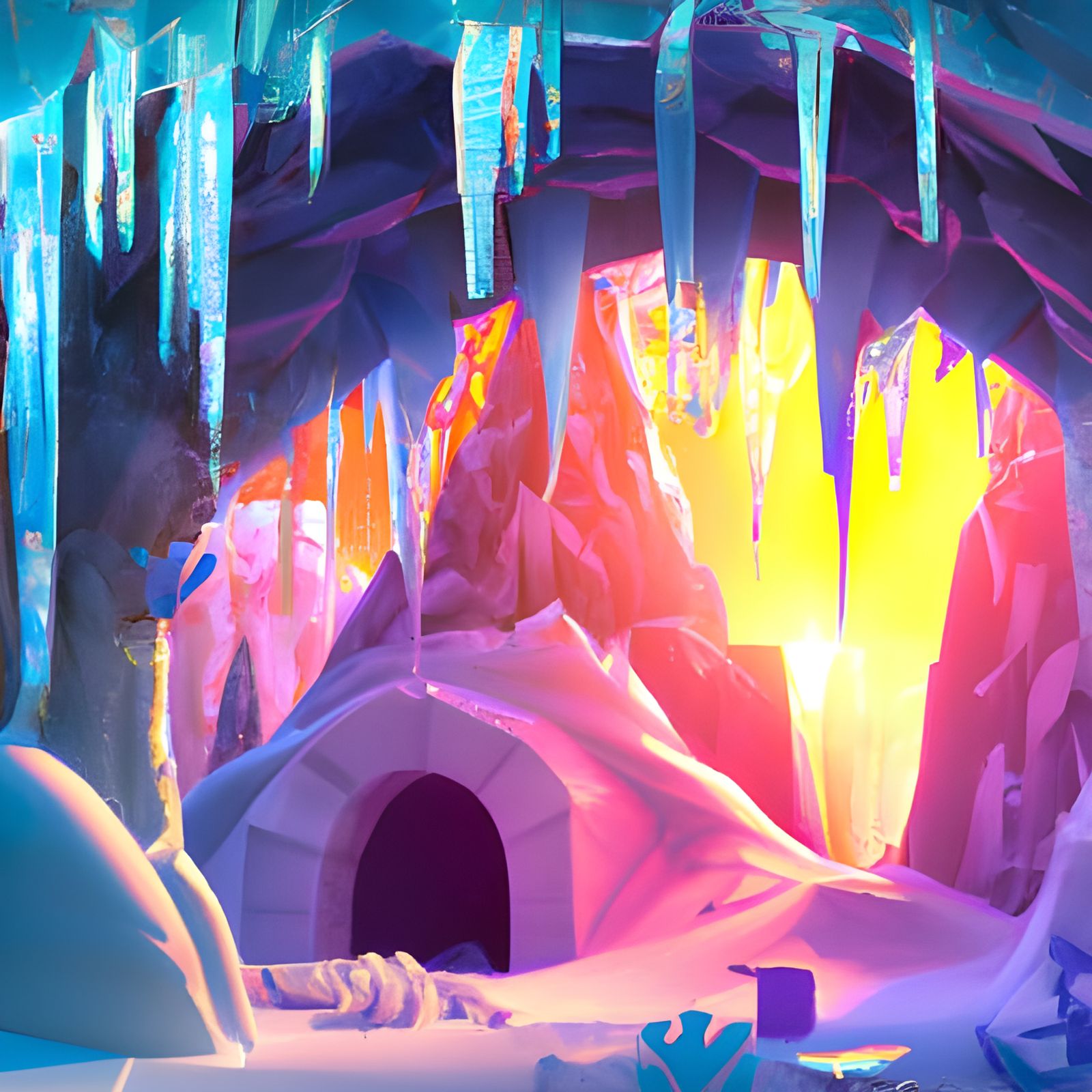 Frostopia: Sunset Glow in a Secret Ice Cave