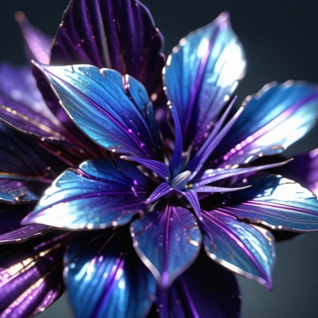 Tradescantia Pallida with Metallic Finish, Hyperrealistic De...