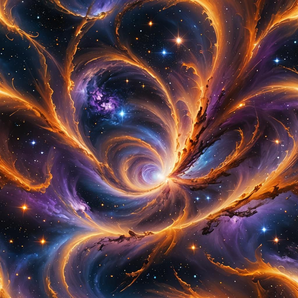 Cosmic Vortex: Abstract Galaxies in Deep Space