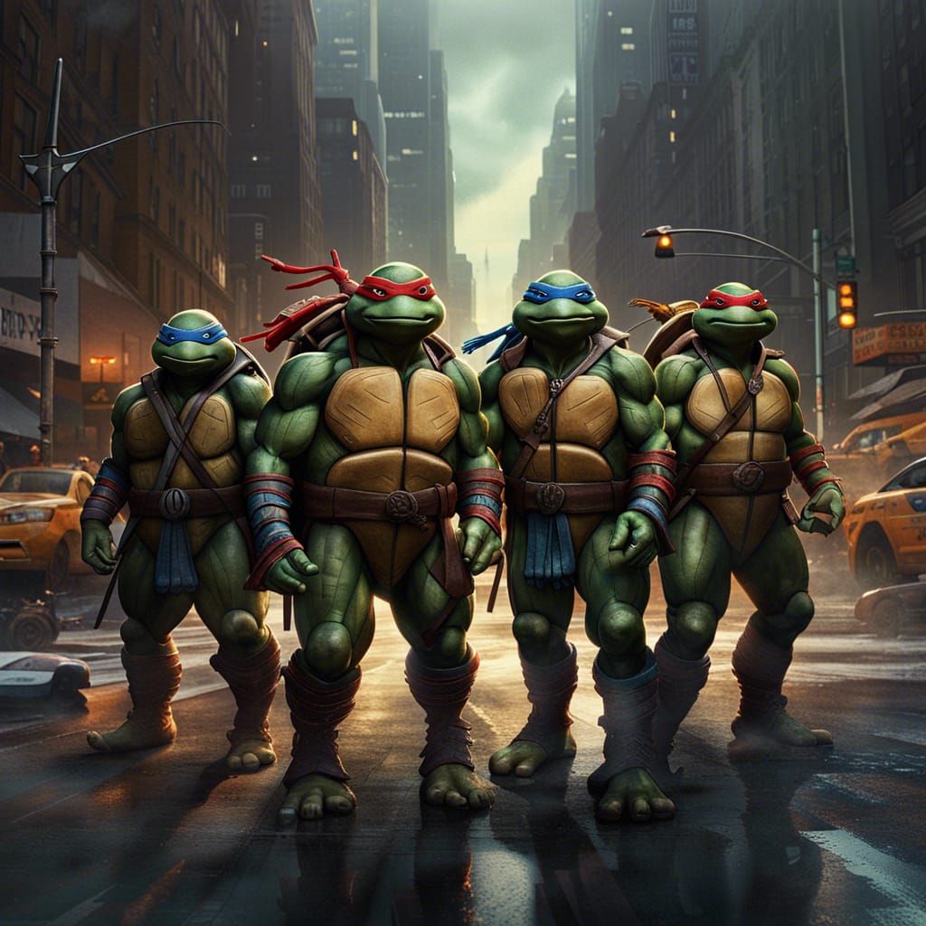 Ninja Turtles in Dark Fantasy Style