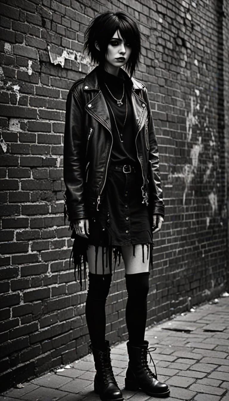 Emo Girl in Moody Lighting, Digital Art Style