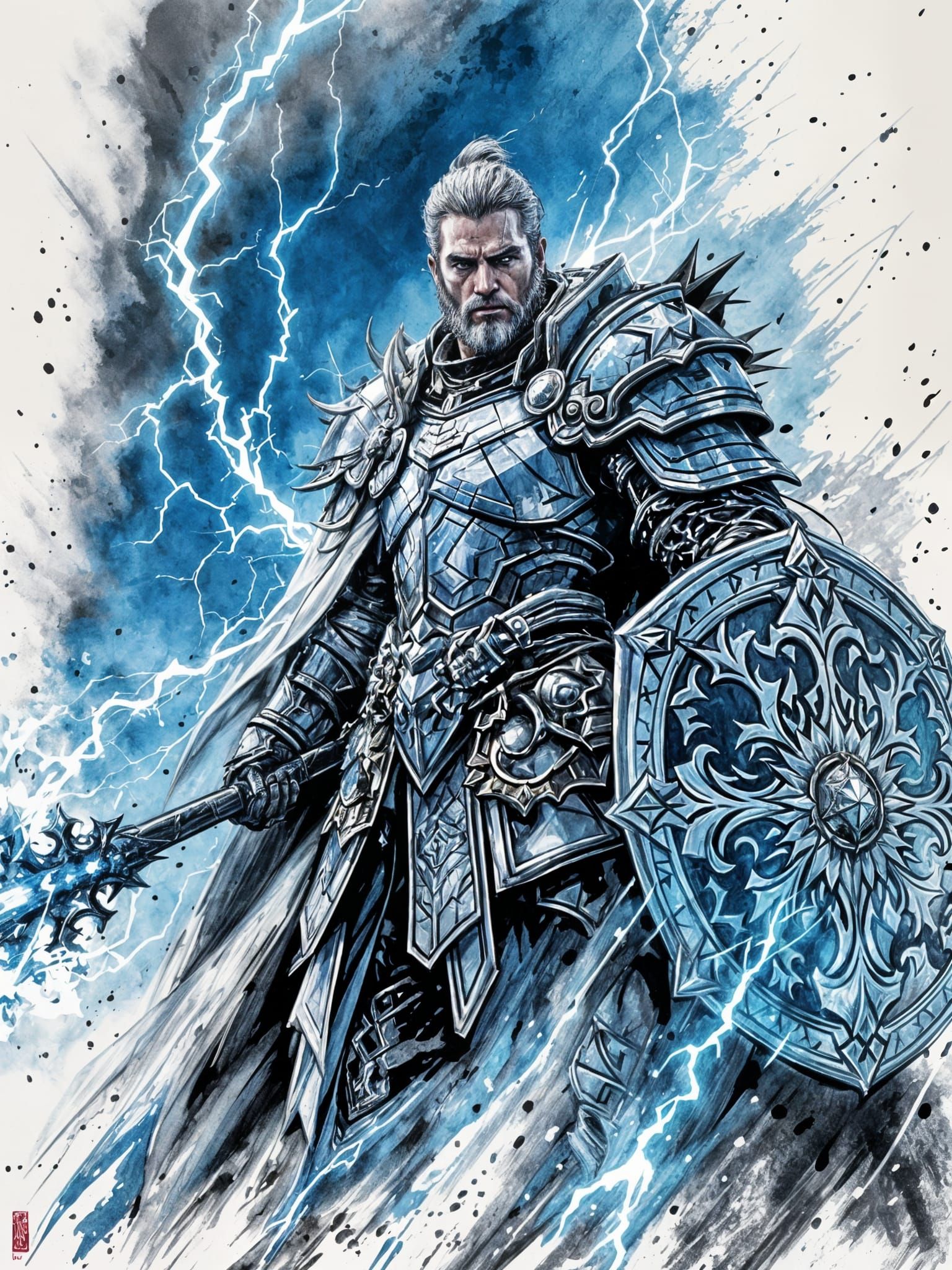 D&D Paladin of Unjust Empire in Ink Style