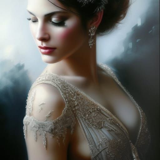 Silver Suit Girl: Hyperdetailed Digital Art Portrait