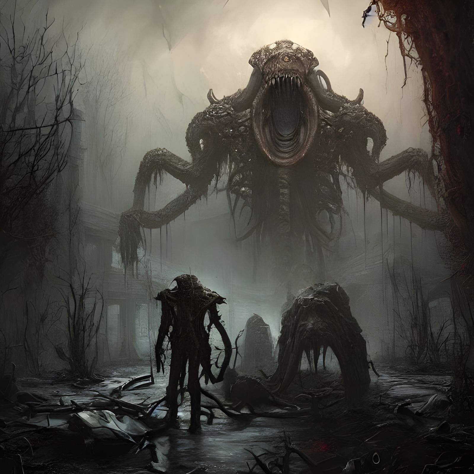 Dark Post-Apocalyptic World Ruined by Lovecraftian God