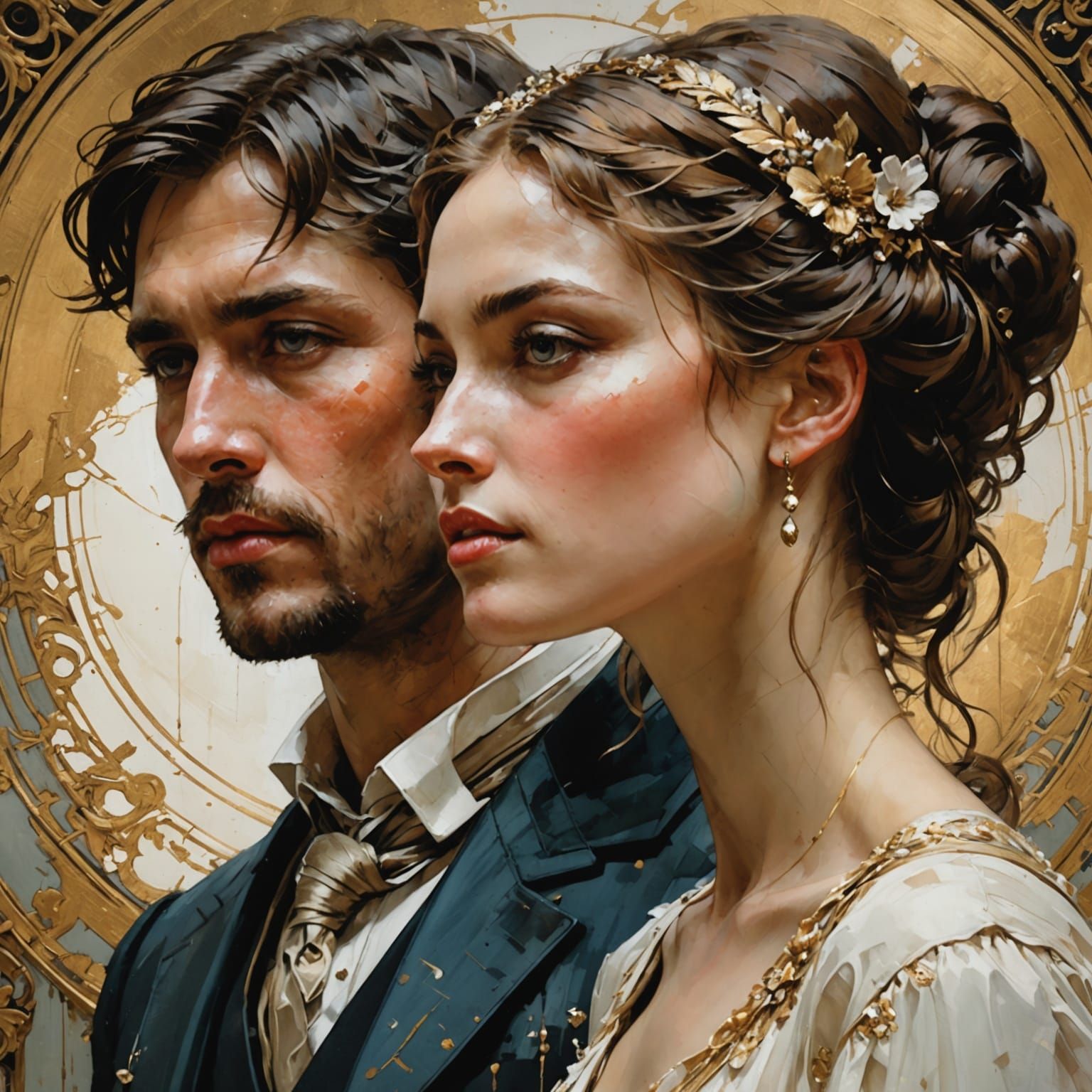 Close up Portrait of a couple, Speed paint_with_large_brush_...