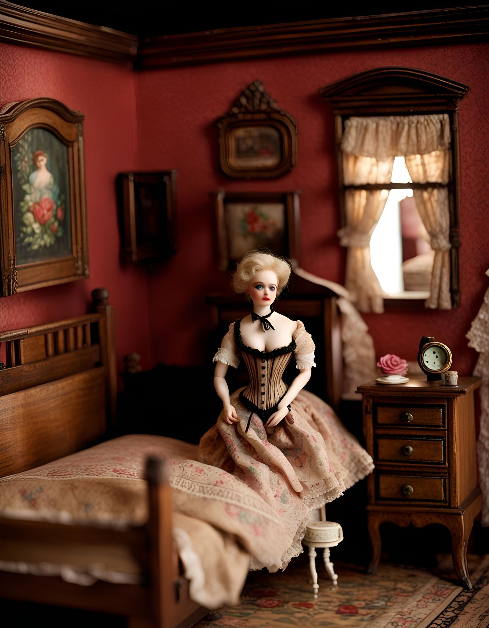 Dollhouse Bordello Scene with Peering Eye
