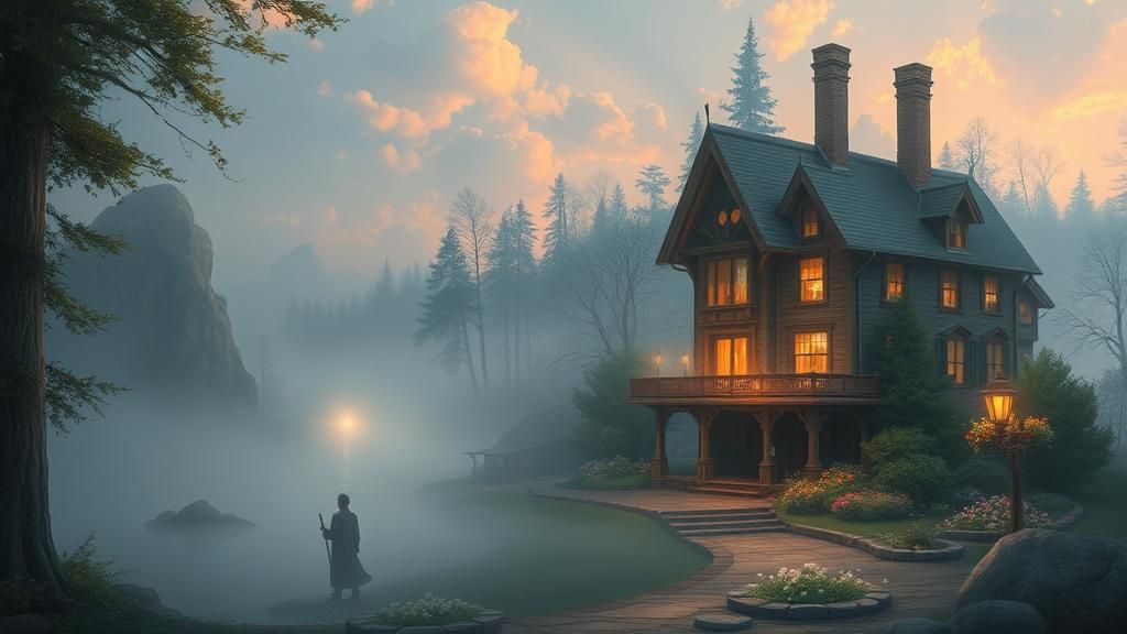 Ethereal Fantasy Landscape in Kinkade Style