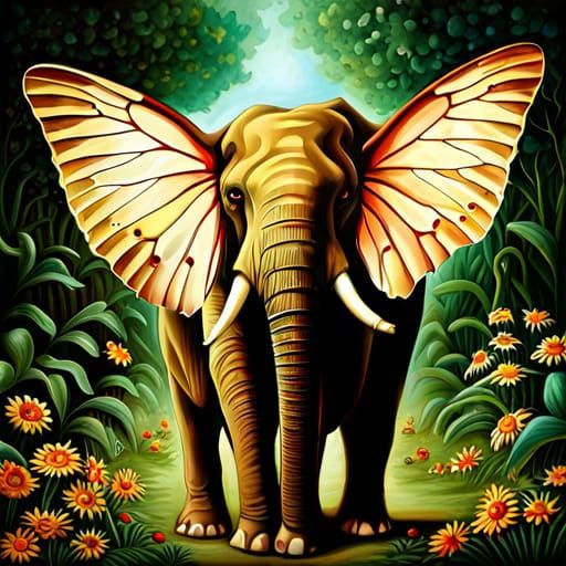 Elephant Butterfly Hybrid in Savannah: Detailed Digital Art