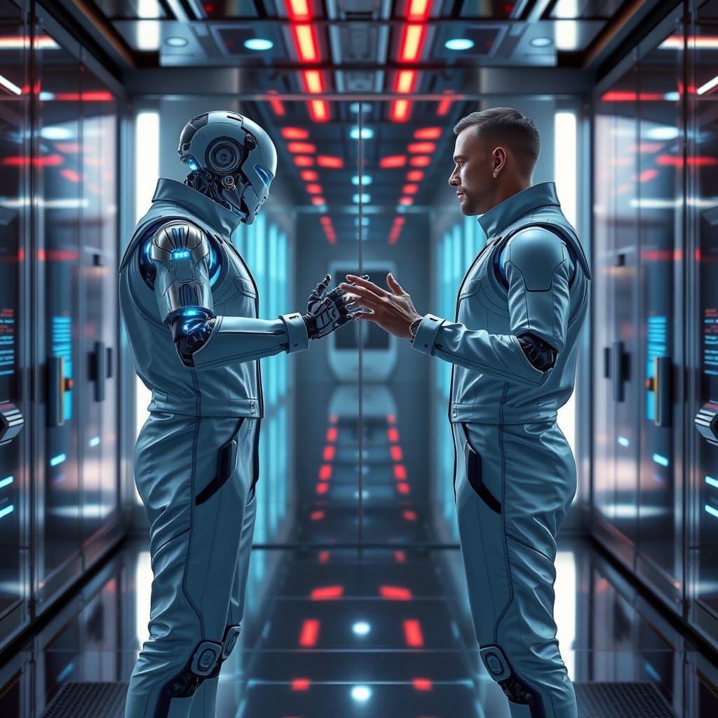 Tentative First Contact Between Man and Robot in Futuristic ...