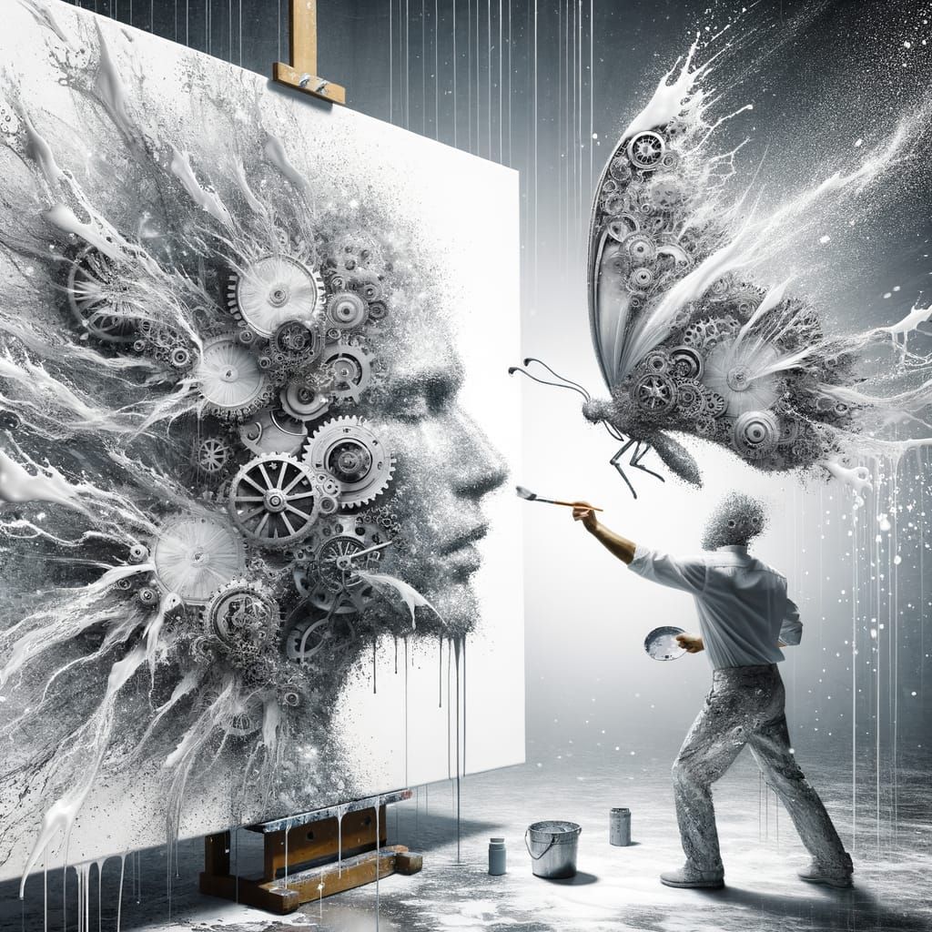 Ethereal Silver Paint Transforms Human Faces into Mechanical...