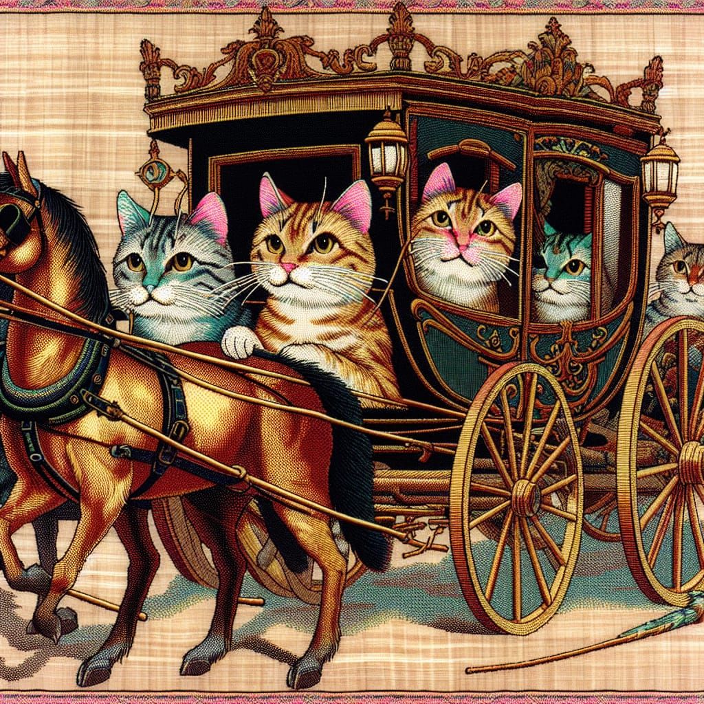 Victorian Whimsy: Felines Guide 19th Century Stagecoach in S...