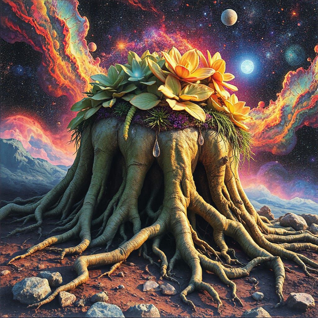 Psychedelic Roots: Astral Cosmic Illustration in 8K