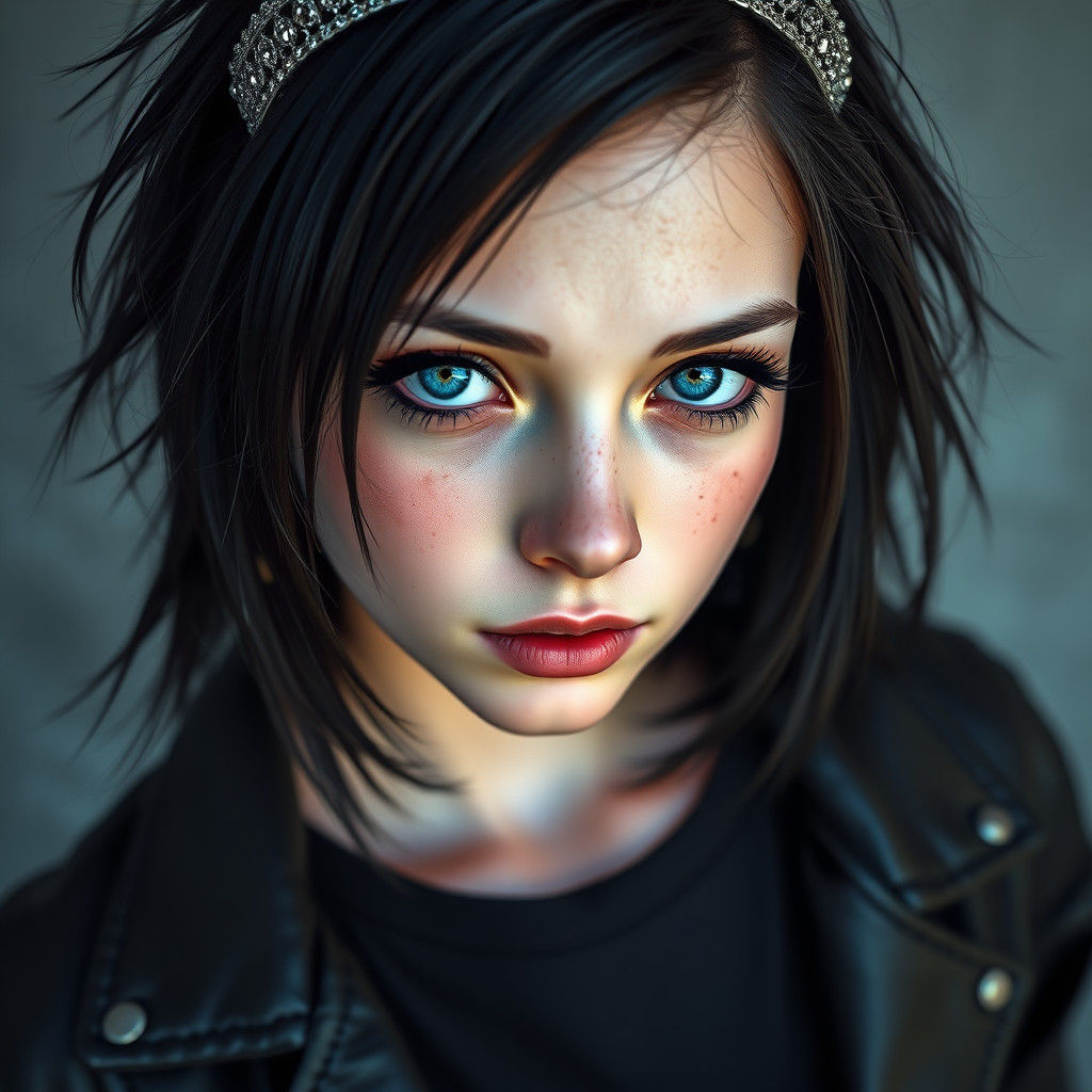 Punk Goth Teen with Silver Tiara: Fantasy Portrait