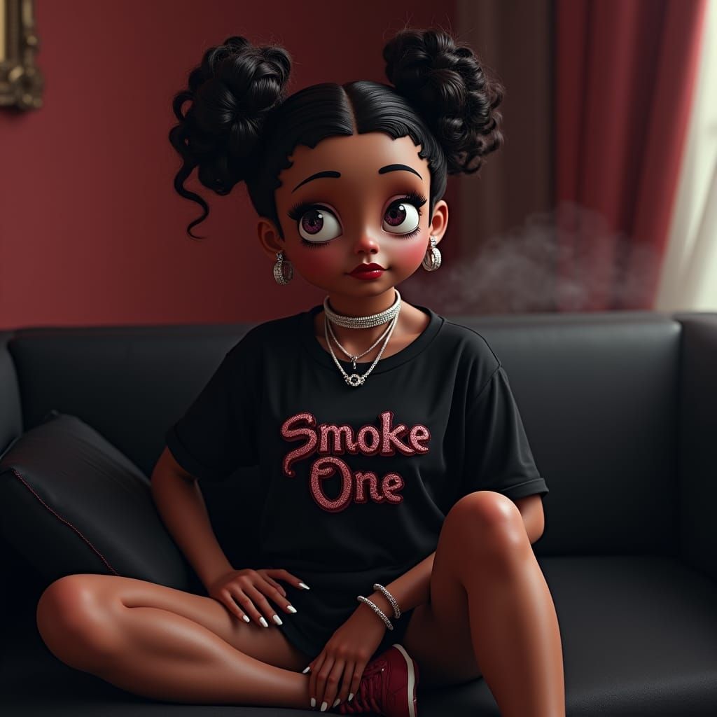 Glamorous Betty Boop with Space Buns, Digital Art