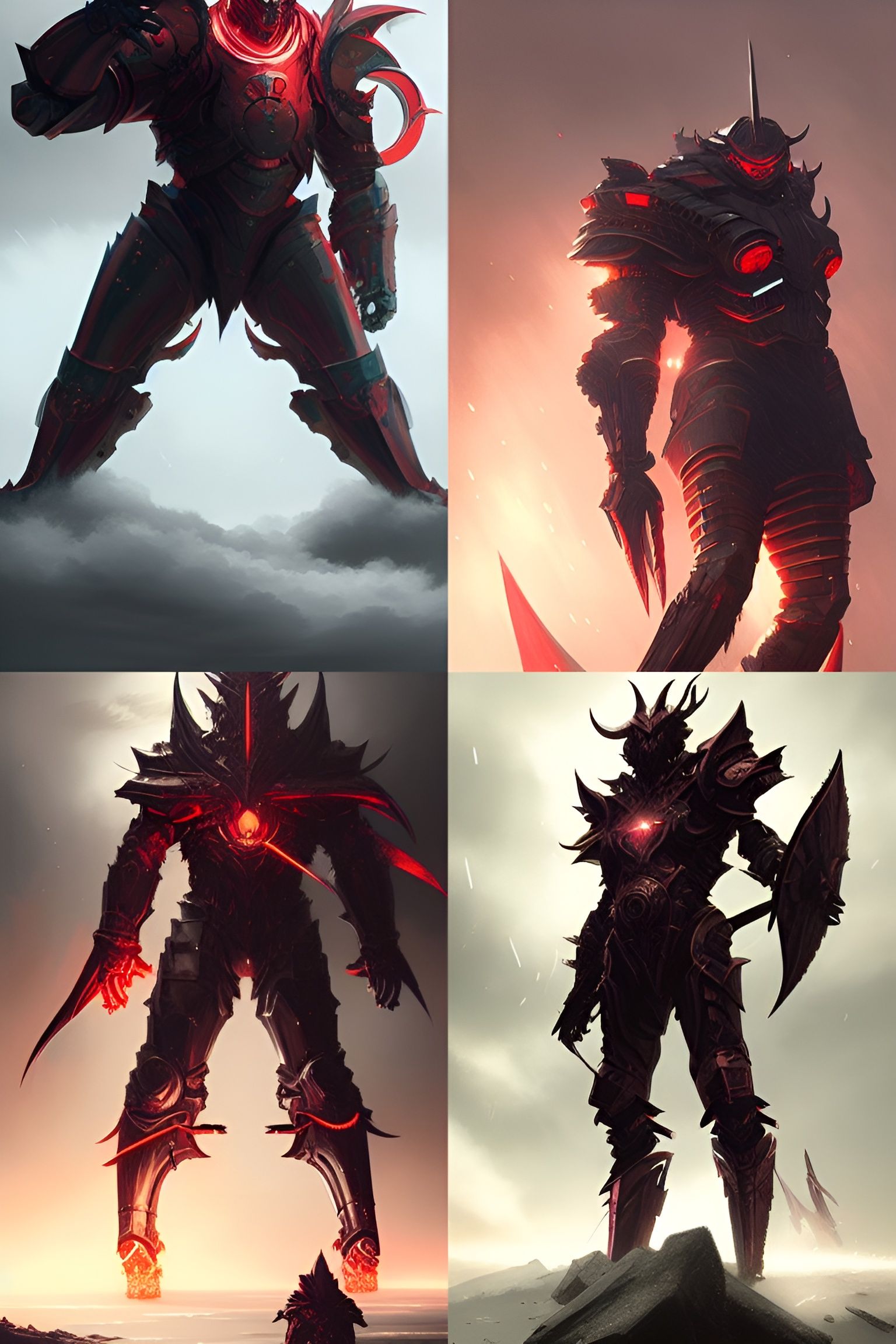 Evil God in Robotic Armor on Battlefield