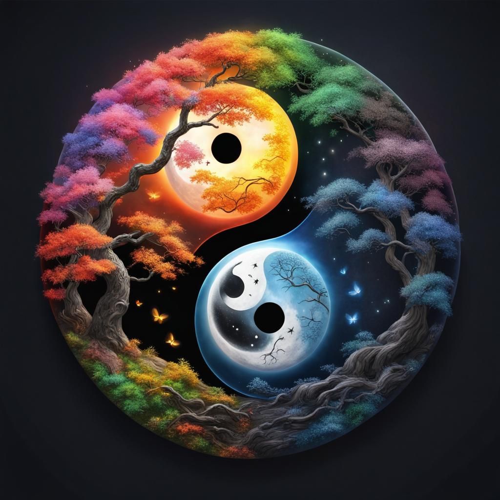 Yin Yang Symbol Separating Fantasy Worlds