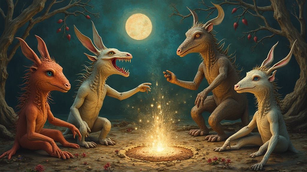 Surreal Alchemical Goddess Unveils Mystical Rituals