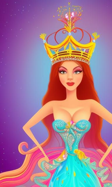 Elegant Fantasy Queen in a Candyland Wonderland