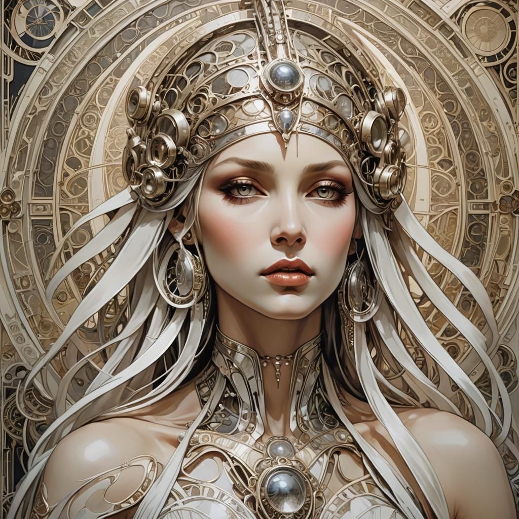 Egyptian Woman Painted in Art Nouveau Style