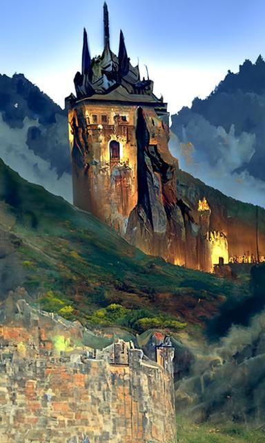 Majestic Castle Landscape in Digital Painting Style